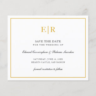 Elegant Monogram Gold Budget Wedding Save The Date