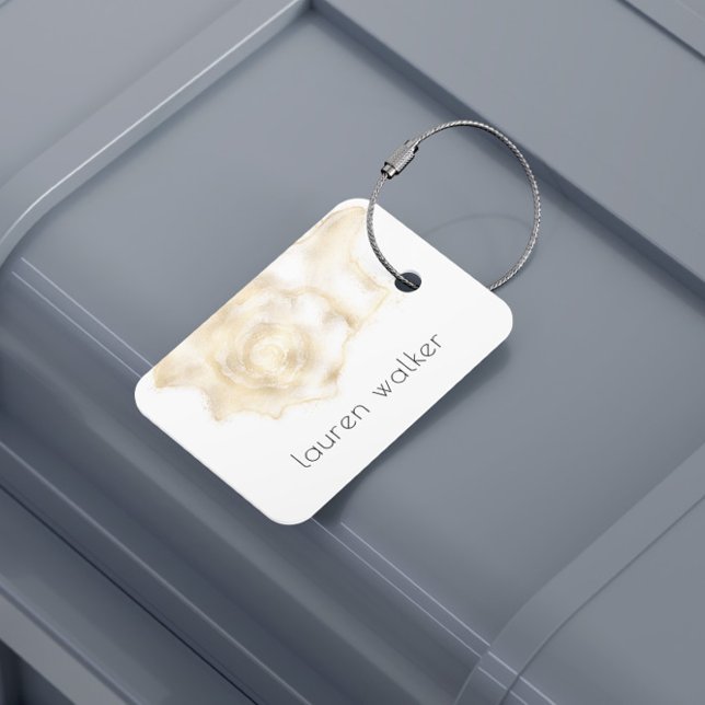 Elegant Monogram Gold Coastal Seashell Luggage Tag (Creator Uploaded)