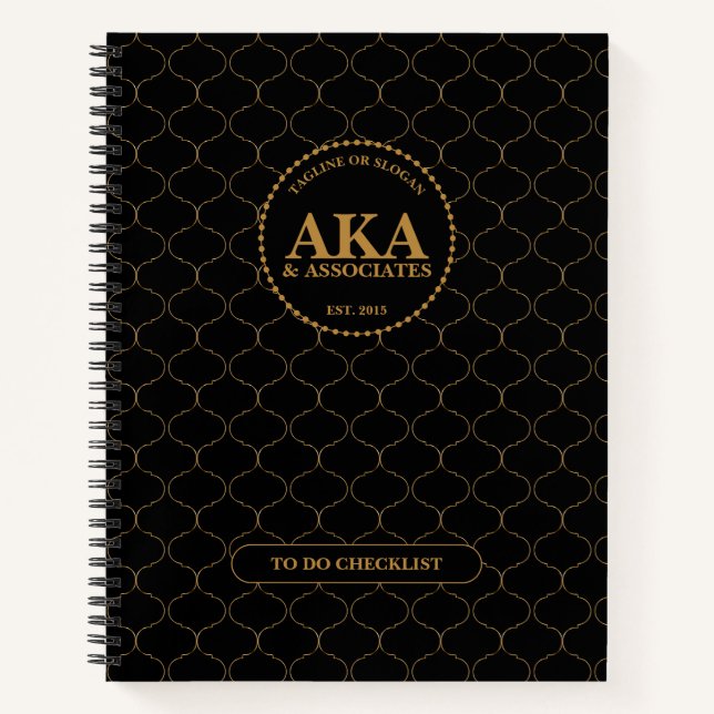 Elegant Monogram Gold Trellis Checklist Notebook (Front)