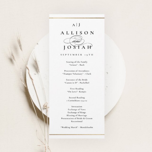 Elegant Monogram Gold Wedding  Program (Creator Uploaded)
