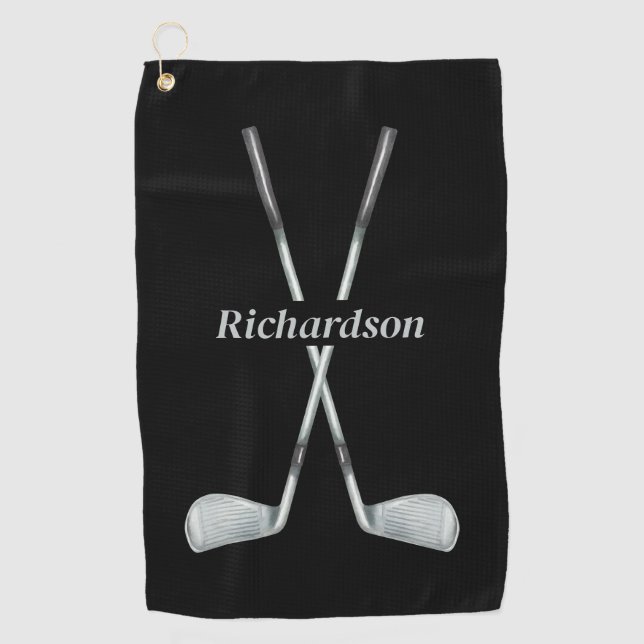 Elegant Monogram Golf Towel  (Front)