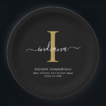 Elegant Monogram Graduation 2026 Party Paper Plate<br><div class="desc">Graduation 2026 Monogram Script Initial Name Grad Party paper plates. Edit and customize with your own name,  initial,  school name and class by clicking the "Personalize" button.</div>