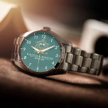 Elegant Monogram green and gold Couple names Watch<br><div class="desc">Elegant Monogram Custom Couple Watch – A Timeless Personalized Gift Celebrate love and commitment with this luxury monogram watch, featuring custom couple names and an elegant floral design. A perfect wedding gift, anniversary keepsake, or romantic jewelry piece, this watch blends timeless style with personalized elegance. The vintage typography and floral...</div>