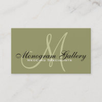 Elegant Monogram Green Customisable Business Card