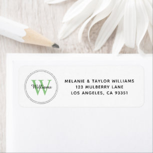 Elegant Monogram Green Return Address Label