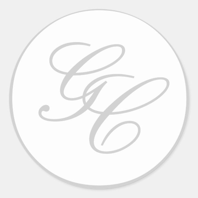 Elegant Monogram Grey and White Wedding Sticker (Front)