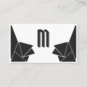 Elegant monogram grey black triangles mosaic tiles business card