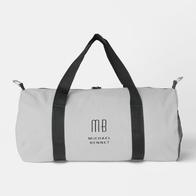 Elegant Monogram Grey Duffle Bag (Front)