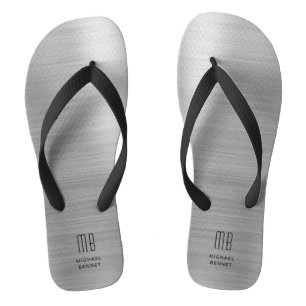 Elegant Monogram Grey Thongs