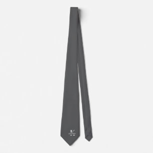 Elegant Monogram Grey White Tie