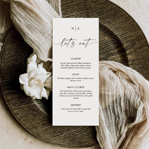 Elegant Monogram Handwriting Wedding Dinner  Menu