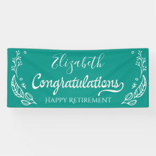 Elegant Monogram Happy Retirement Blue Banner