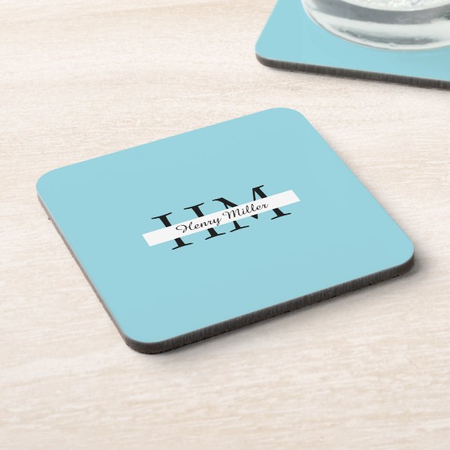  Elegant Monogram Hard Plastic Coaster (Left Side)