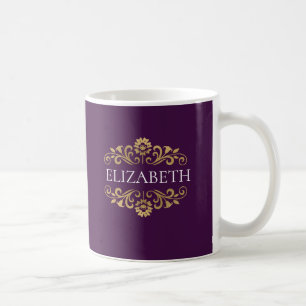 Elegant Monogram Hot Pink Gold Coffee Mug
