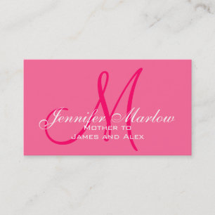 Elegant Monogram Hot Pink Mummy Calling Card