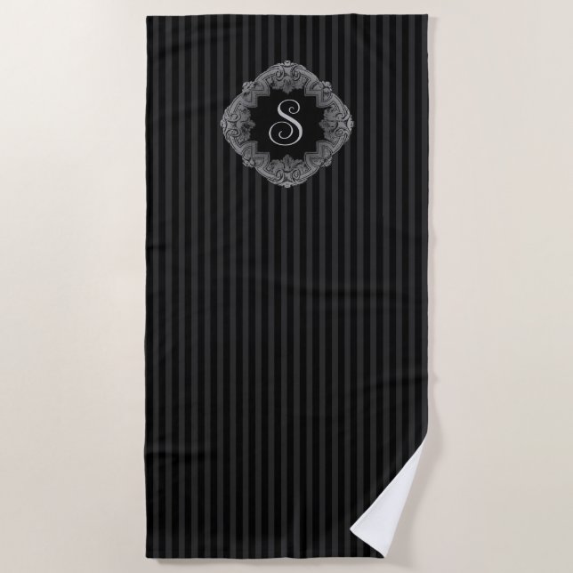 Elegant, Monogram Initial Beach Towel (Front)