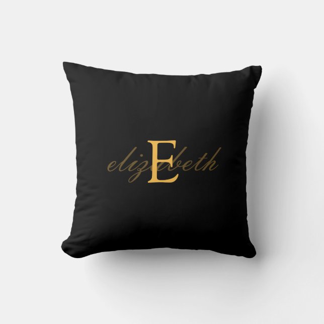 Elegant Monogram Initial Belt - Black Gold Cushion (Front)