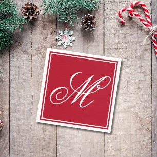 Elegant Monogram Initial Christmas Party Napkin