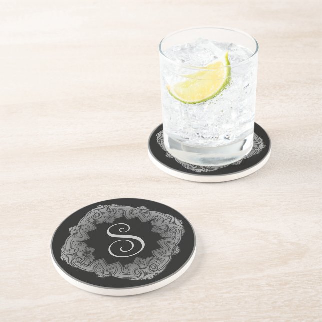 Elegant, Monogram Initial Coaster (Side)