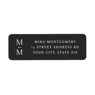 Elegant monogram initial dark grey return address label