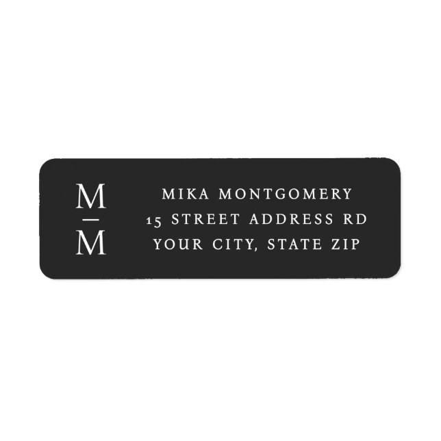 Elegant monogram initial dark grey return address label (Front)