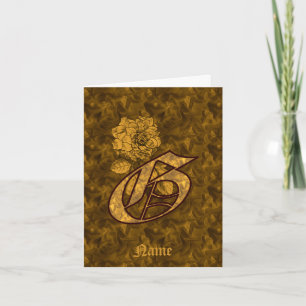 Elegant Monogram Initial G Gold Peony Personalised Note Card