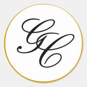 Elegant Monogram Initial Gold & Black Wedding Seal