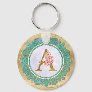 Elegant Monogram Initial Letters with Mandala Key Ring
