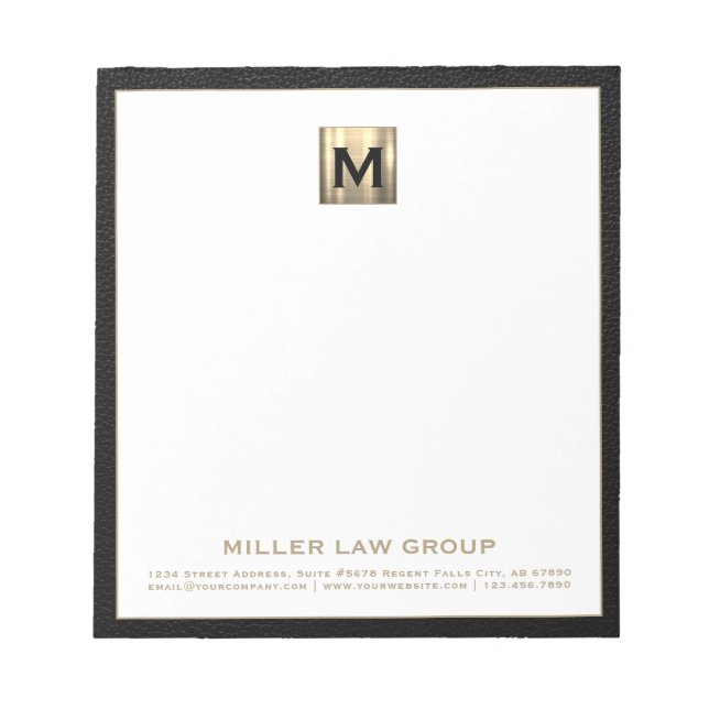 Elegant Monogram Initial Logo  Notepad (Front)