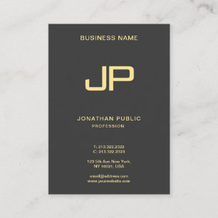Elegant Monogram Initial Luxury Mighty Black Gold Business Card