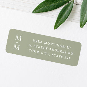 Elegant monogram initial muted sage return address label