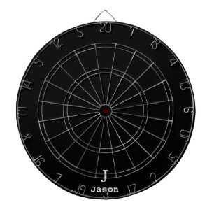 Elegant Monogram Initial Name Personalised Black Dartboard