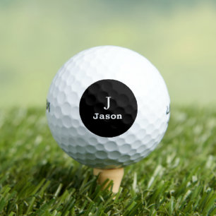 Elegant Monogram Initial Name Personalised Black Golf Balls