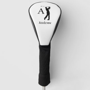 Elegant monogram initial name personalised golf head cover
