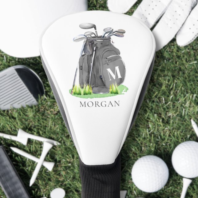 Elegant  Monogram Initial Name Personalised Golf Head Cover (Personalized Initial Name Monogram Golf Head Cover)