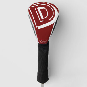 Elegant monogram initial name personalised  golf head cover
