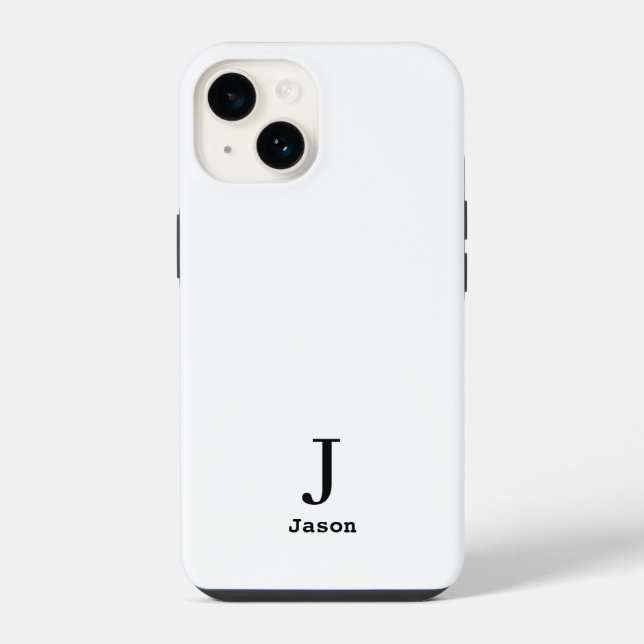 Elegant Monogram Initial Name Personalised White iPhone Case (Back)