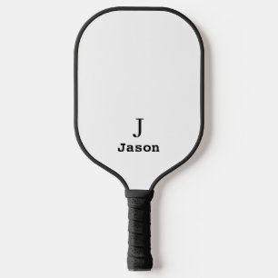 Elegant Monogram Initial Name Personalized White Pickleball Paddle