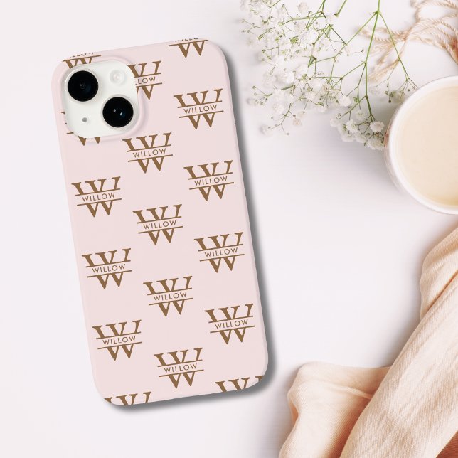 Elegant Monogram Initial Name Pink Personalised Case-Mate iPhone Case (Elegant Monogram Initial Name Pink Personalized Case-Mate iPhone Case)