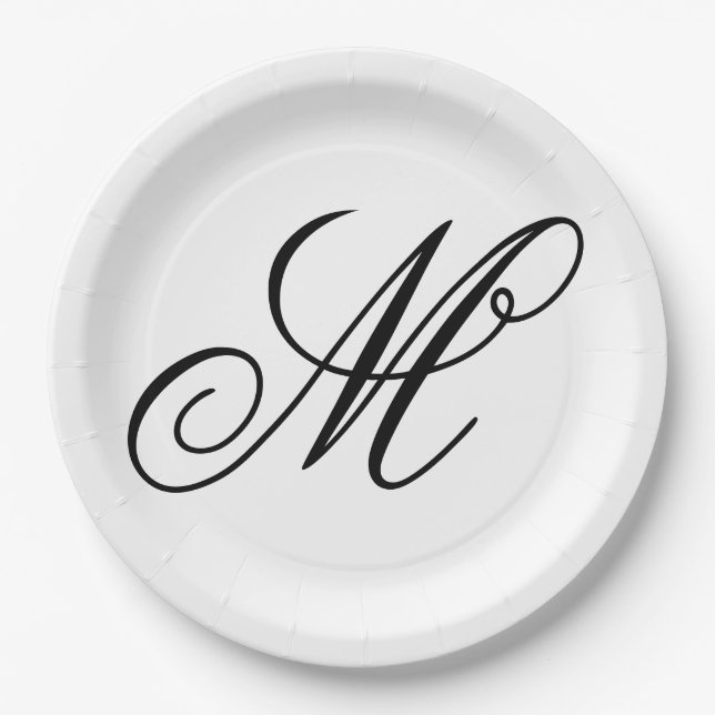 Elegant Monogram Initial  Paper Plate (Front)