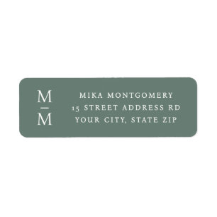 Elegant monogram initial pine green return address label