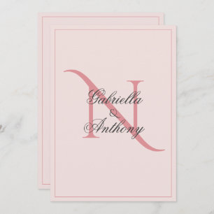 Elegant Monogram Initial Pink Wedding Invitation