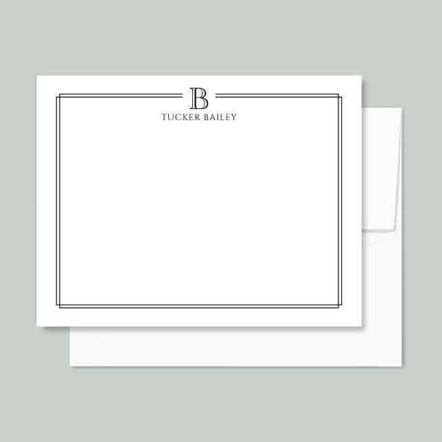 Elegant Monogram Initial Professional Black White Card (Creator Uploaded)