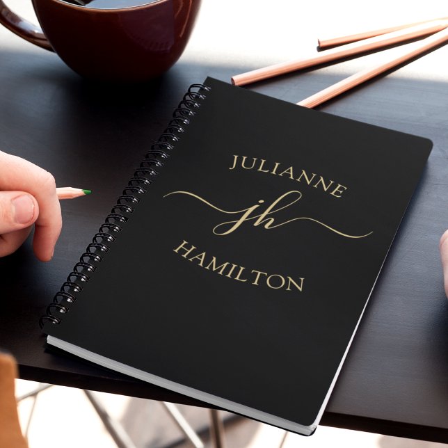 Elegant Monogram Initial Script Name Notebook (Creator Uploaded)