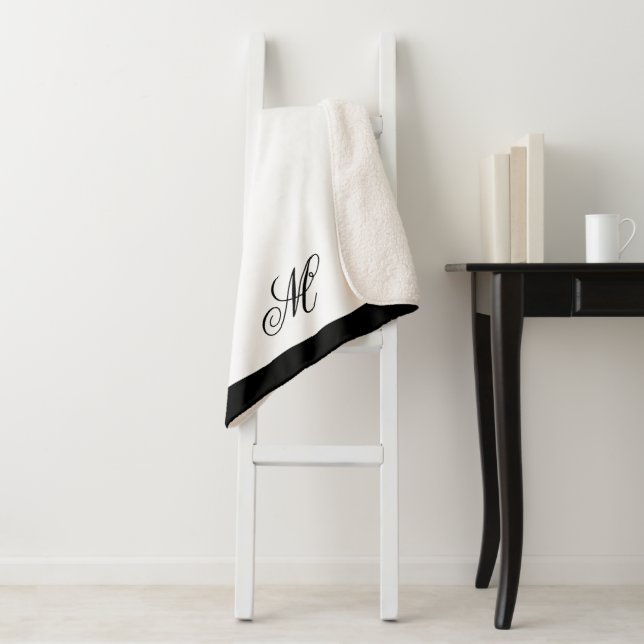 Elegant Monogram Initial  Sherpa Blanket (In Situ)