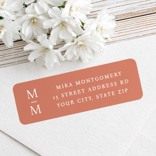 Elegant monogram initial terracotta return address label