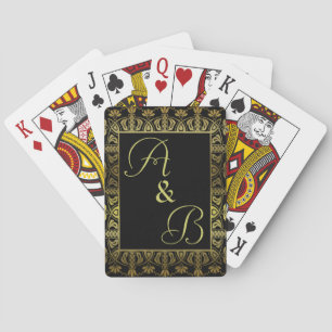 elegant monogram initialled playing cards deck gol