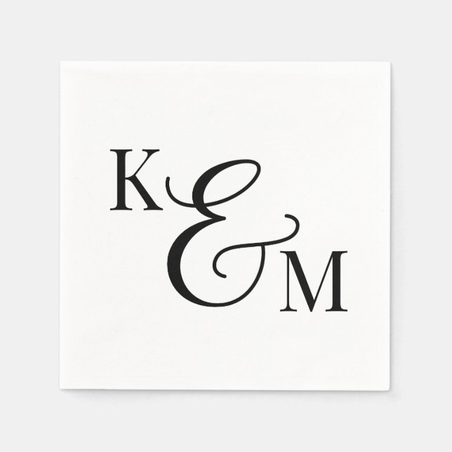 Elegant Monogram Initials Ampersand Wedding Napkin (Front)