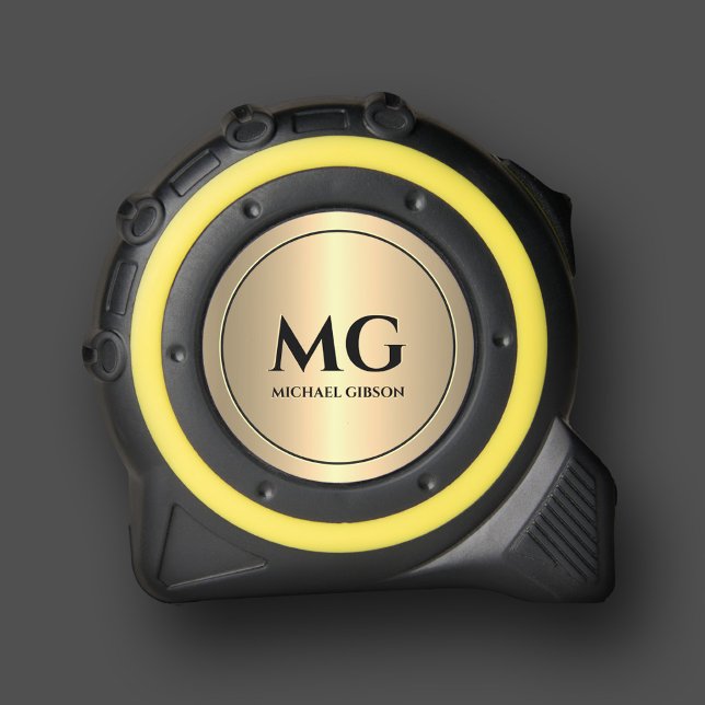 Elegant Monogram Initials Black Gold  1 (Elegant Monogram Initials Black Gold Tape Measure
)