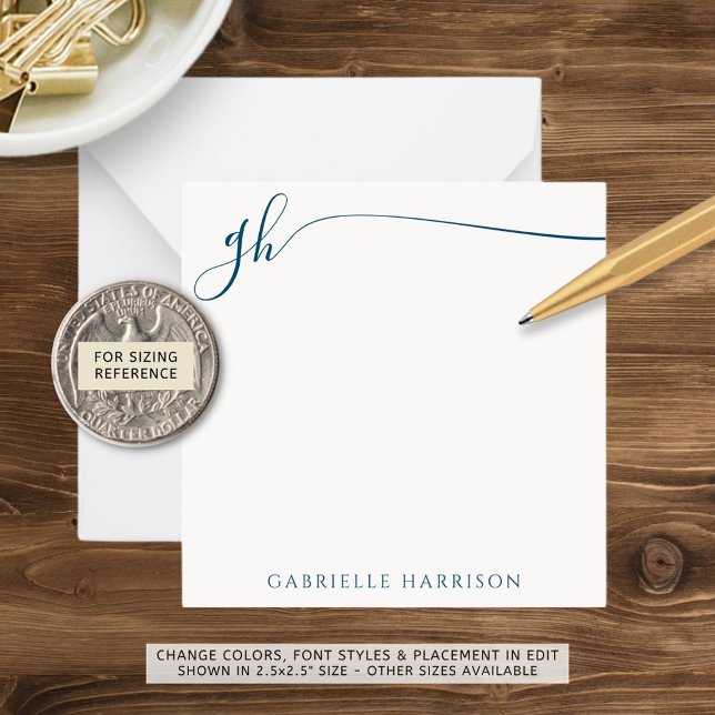 Elegant Monogram Initials Blue Script Card (Creator Uploaded)
